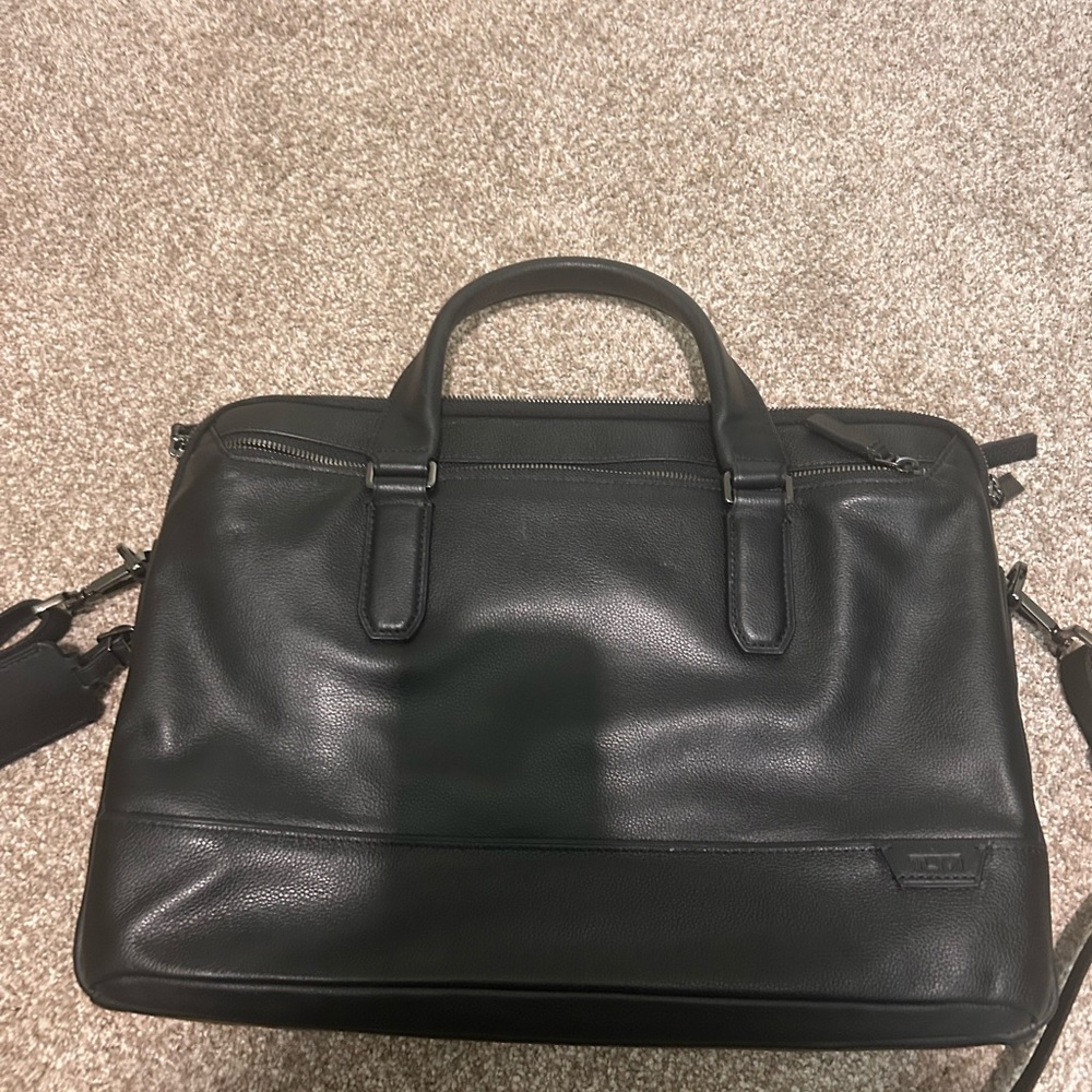 Tumi Black Leather Briefcase